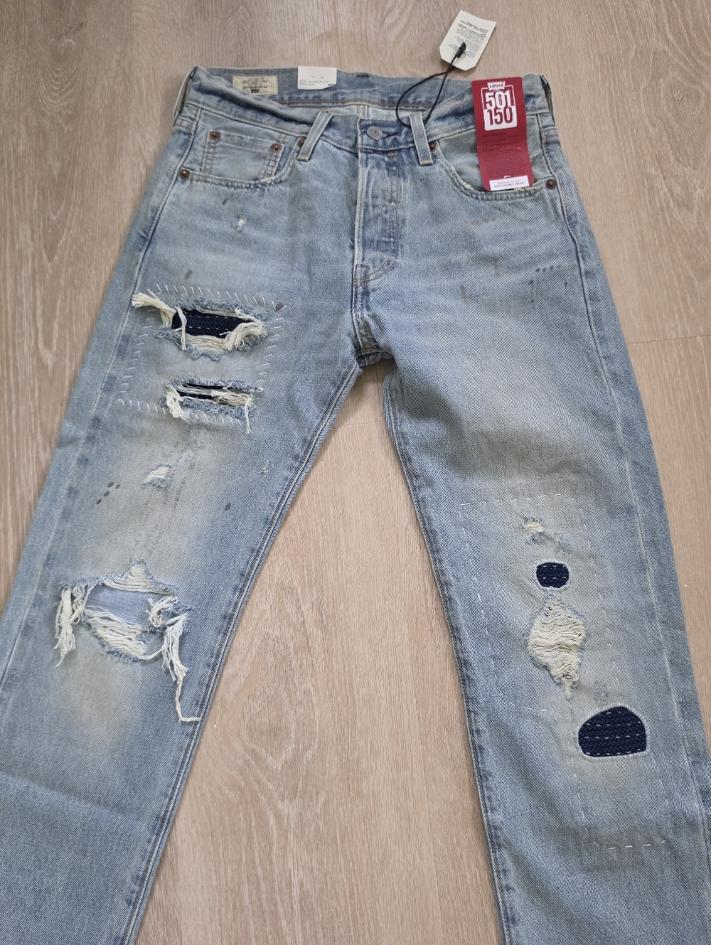 Levis 501 150 Anniversary Redline Selvedge Jean Distressed Men Size 29x34